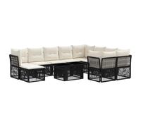 vidaXL Conjunto de sofás de jardín 11 uds. Negro ratán sintético