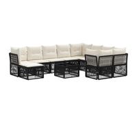 vidaXL Conjunto de sofás de jardín 11 uds. Negro ratán sintético