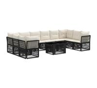 vidaXL Conjunto de sofás de jardín 11 uds. Negro ratán sintético