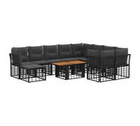 vidaXL Conjunto de sofás de jardín 11 uds. Negro y Gris Oscuro