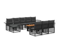 vidaXL Conjunto de sofás de jardín 11 uds. Negro y Gris Oscuro