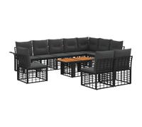 vidaXL Conjunto de sofás de jardín 11 uds. Negro y Gris Oscuro