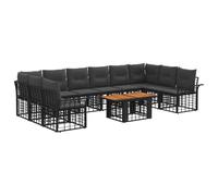 vidaXL Conjunto de sofás de jardín 11 uds. Negro y Gris Oscuro