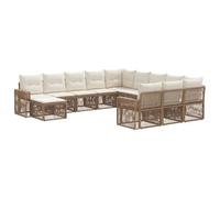vidaXL Conjunto de sofás de jardín 12 pcs Beige y Blanco Crema, Sofá de jardín Moderno, Resistente al Clima, Asientos Exteriores Elegantes, Mueble Modular y Set cómodo para Patio