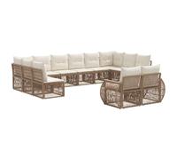 vidaXL Conjunto de sofás de jardín 12 pcs Beige y Blanco Crema, Sofá de jardín Modular Moderno, Resistente al Clima, Juego de Sala al Aire Libre, con Cojines de Espuma cómodos