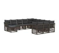 vidaXL Conjunto de sofás de jardín 12 pcs Gris ratán sintético, Sofá Exterior Moderno, Asiento Resistente al Clima, Muebles modulares para Patio, ratán sintético, Comodidad Ajustable