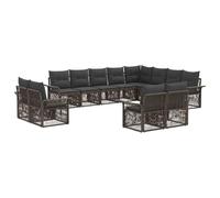 vidaXL Conjunto de sofás de jardín 12 pcs Gris y Gris Oscuro, Sofá de jardín, diseño Moderno, módulo Resistente al Tiempo, Muebles de ratán, Set cómodo para Exteriores, Ajustable