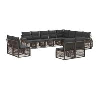 vidaXL Conjunto de sofás de jardín 12 pcs Gris y Gris Oscuro, Sofá Modular, Moderno para Exteriores, jardín Resistente al Clima, ratán sintético, Cojines de Espuma