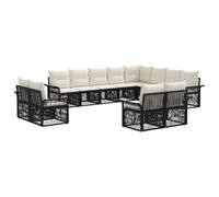 vidaXL Conjunto de sofás de jardín 12 pcs Negro y Blanco Crema, Sofá de jardín, diseño Moderno, módulo Resistente al Tiempo, Muebles de ratán, Set cómodo para Exteriores, Ajustable