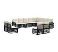 vidaXL Conjunto de sofás de jardín 12 pcs Negro y Blanco Crema, Sofá Modular, Moderno para Exteriores, jardín Resistente al Clima, ratán sintético, Cojines de Espuma