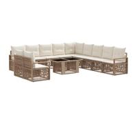 vidaXL Conjunto de sofás de jardín 12 uds. Beige y Blanco Crema