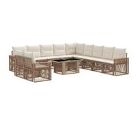 vidaXL Conjunto de sofás de jardín 12 uds. Beige y Blanco Crema