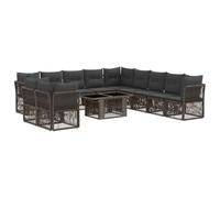 vidaXL Conjunto de sofás de jardín 12 uds. Gris ratán sintético