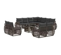 vidaXL Conjunto de sofás de jardín 12 uds. Gris y Gris Oscuro