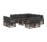 vidaXL Conjunto de sofás de jardín 12 uds. Gris y Gris Oscuro