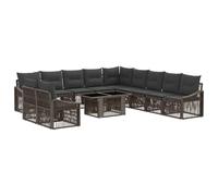 vidaXL Conjunto de sofás de jardín 12 uds. Gris y Gris Oscuro