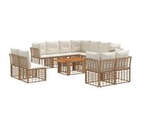 vidaXL Conjunto de sofás de jardín 12 uds. Natural y Crema