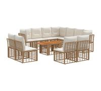 vidaXL Conjunto de sofás de jardín 12 uds. Natural y Crema