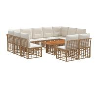 vidaXL Conjunto de sofás de jardín 12 uds. Natural y Crema