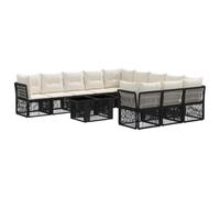 vidaXL Conjunto de sofás de jardín 12 uds. Negro ratán sintético