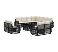 vidaXL Conjunto de sofás de jardín 12 uds. Negro y Blanco Crema