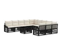 vidaXL Conjunto de sofás de jardín 12 uds. Negro y Blanco Crema