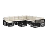 vidaXL Conjunto de sofás de jardín 12 uds. Negro y Blanco Crema