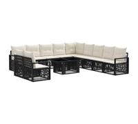 vidaXL Conjunto de sofás de jardín 12 uds. Negro y Blanco Crema