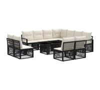 vidaXL Conjunto de sofás de jardín 12 uds. Negro y Blanco Crema