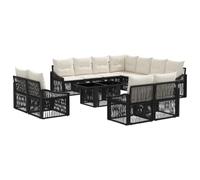 vidaXL Conjunto de sofás de jardín 12 uds. Negro y Blanco Crema