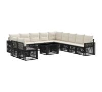 vidaXL Conjunto de sofás de jardín 12 uds. Negro y Blanco Crema