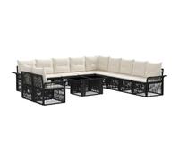 vidaXL Conjunto de sofás de jardín 12 uds. Negro y Blanco Crema