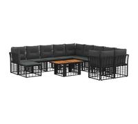 vidaXL Conjunto de sofás de jardín 12 uds. Negro y Gris Oscuro