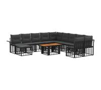 vidaXL Conjunto de sofás de jardín 12 uds. Negro y Gris Oscuro