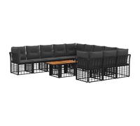 vidaXL Conjunto de sofás de jardín 12 uds. Negro y Gris Oscuro