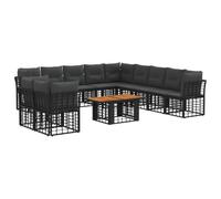 vidaXL Conjunto de sofás de jardín 12 uds. Negro y Gris Oscuro