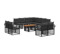 vidaXL Conjunto de sofás de jardín 12 uds. Negro y Gris Oscuro