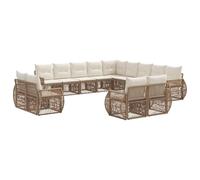 vidaXL Conjunto de sofás de jardín 13 pcs Beige y Blanco Crema, Sofá Modular Moderno, Resistente al Tiempo, Lounge Exterior, Asientos Elegantes, sofá de jardín, arreglos Flexibles