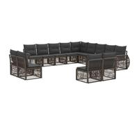 vidaXL Conjunto de sofás de jardín 13 pcs Gris y Gris Oscuro, Sofá Exterior Modular, Resistente al Clima, para jardín, Muebles Ajustables, Ideal para Relajarse en el Patio