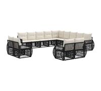 vidaXL Conjunto de sofás de jardín 13 pcs Negro y Blanco Crema, Sofá Modular Moderno, Resistente al Tiempo, Lounge Exterior, Asientos Elegantes, sofá de jardín, arreglos Flexibles