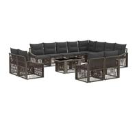 vidaXL Conjunto de sofás de jardín 13 uds. Gris y Gris Oscuro