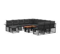 vidaXL Conjunto de sofás de jardín 13 uds. Negro y Gris Oscuro