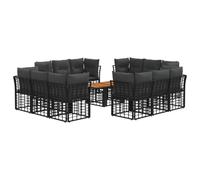 vidaXL Conjunto de sofás de jardín 13 uds. Negro y Gris Oscuro