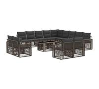 vidaXL Conjunto de sofás de jardín 14 uds. Gris y Gris Oscuro