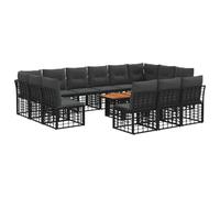 vidaXL Conjunto de sofás de jardín 14 uds. Negro y Gris Oscuro