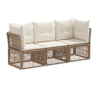 vidaXL Conjunto de sofás de jardín 3 pcs Beige ratán sintético, Juego de Sofás de Jardín Modular, Resistente al Tiempo, Comodidad Ajustable para Relajarte al Aire Libre