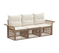 vidaXL Conjunto de sofás de jardín 3 pcs Beige ratán sintético, Sofá Modular para Jardín, Resistente a la Intemperie, Cómodo, Muebles de Patio, Patas Ajustables, Relax