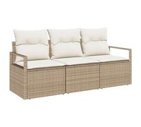 vidaXL Conjunto de sofás de jardín 3 pcs Beige y ratán sintético, Sofá Moderno de ratán sintético, cómodo para jardín y terraza, Ideal para Relajarse en el Patio