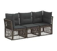 vidaXL Conjunto de sofás de jardín 3 pcs Gris ratán sintético, Juego de Sofás de Jardín Modular, Resistente al Tiempo, Comodidad Ajustable para Relajarte al Aire Libre