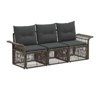 vidaXL Conjunto de sofás de jardín 3 pcs Gris ratán sintético, Sofá Modular para Jardín, Resistente a la Intemperie, Cómodo, Muebles de Patio, Patas Ajustables, Relax
